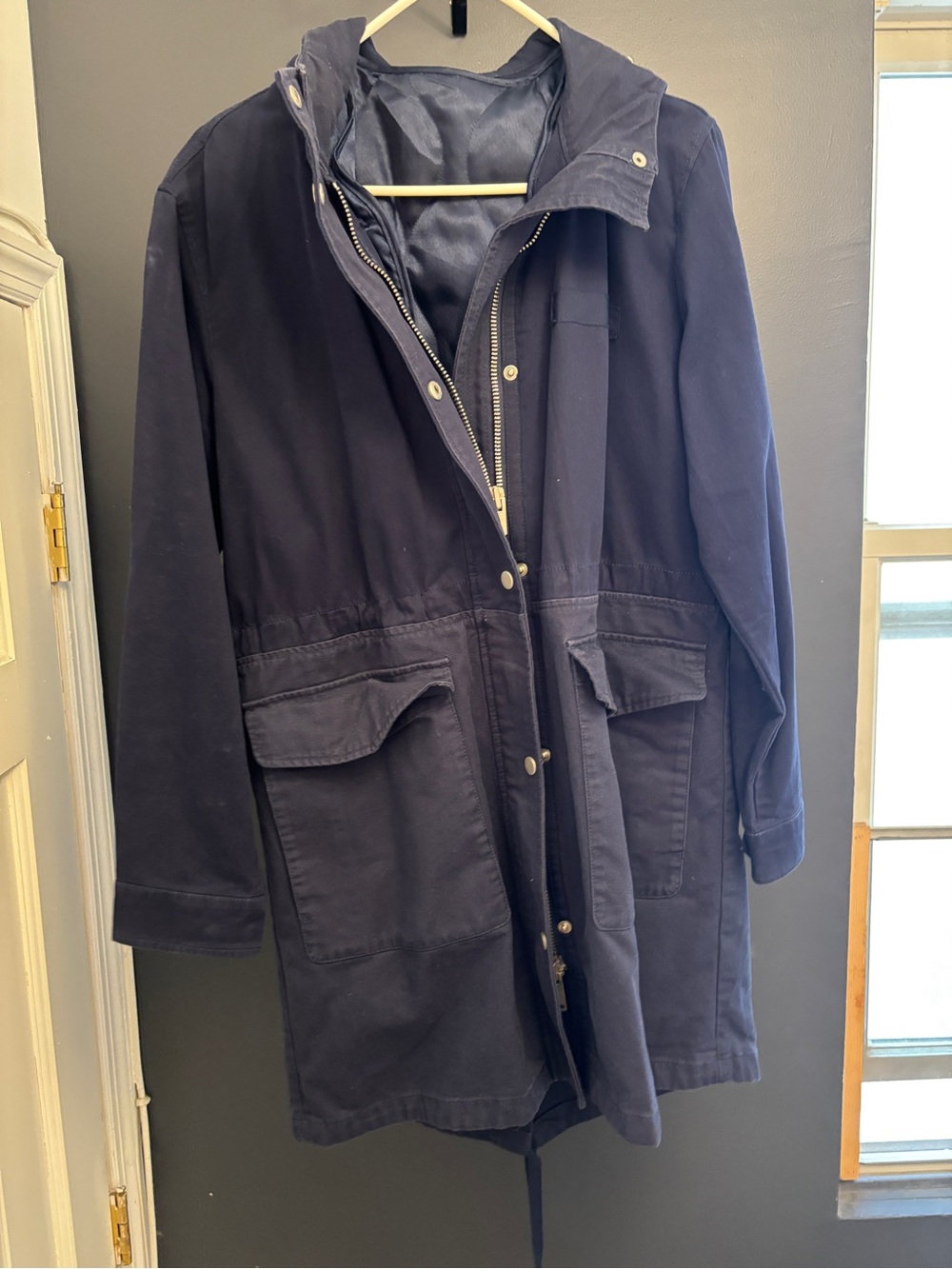 Women’s Navy Hooded Jacket - Classic Lightweight Coat